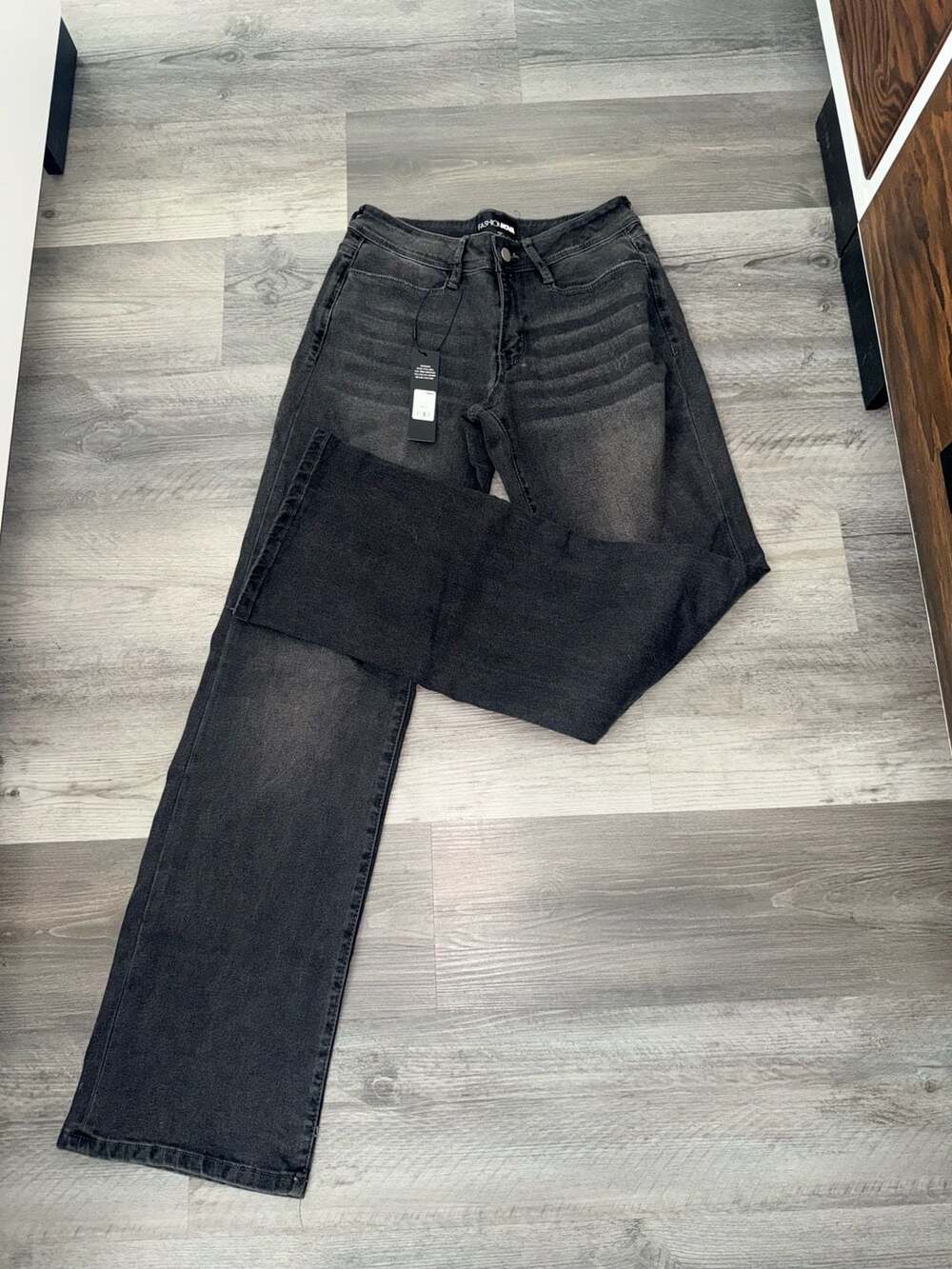Fashion Nova Lost As Always Stretch Baggy Jeans Size 5 Black Wash